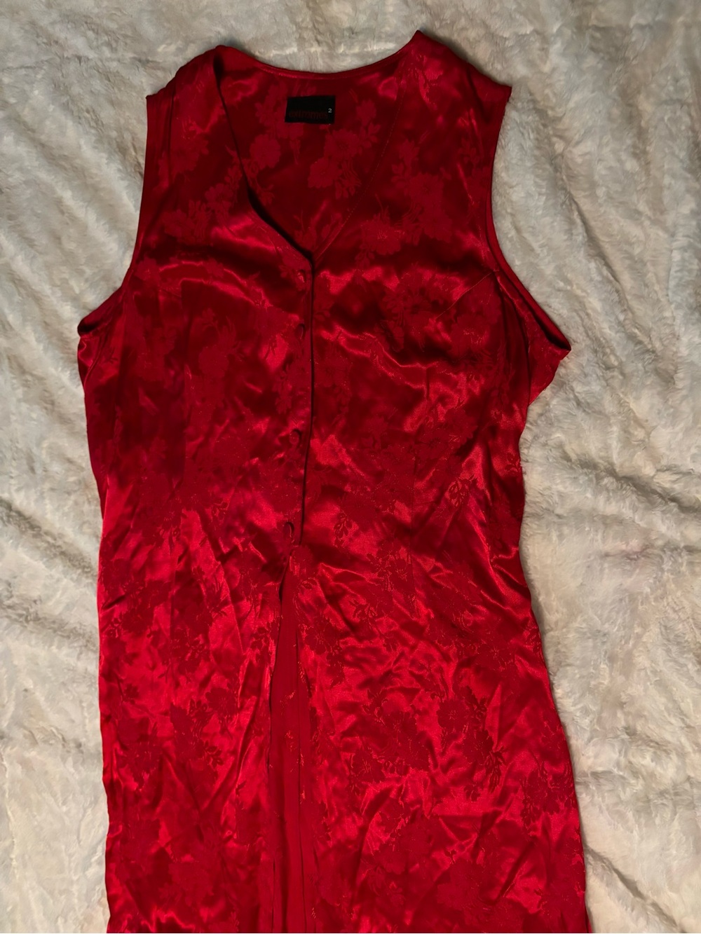 Gorgeous Red Satin Feel Vest Dress Vintage Witchy Vibes 2X Extremes 2